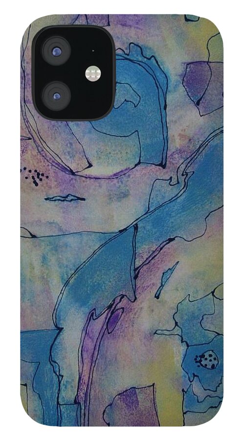 Abstract iPhone 12 Case featuring the painting Whisper by Louise Adams
