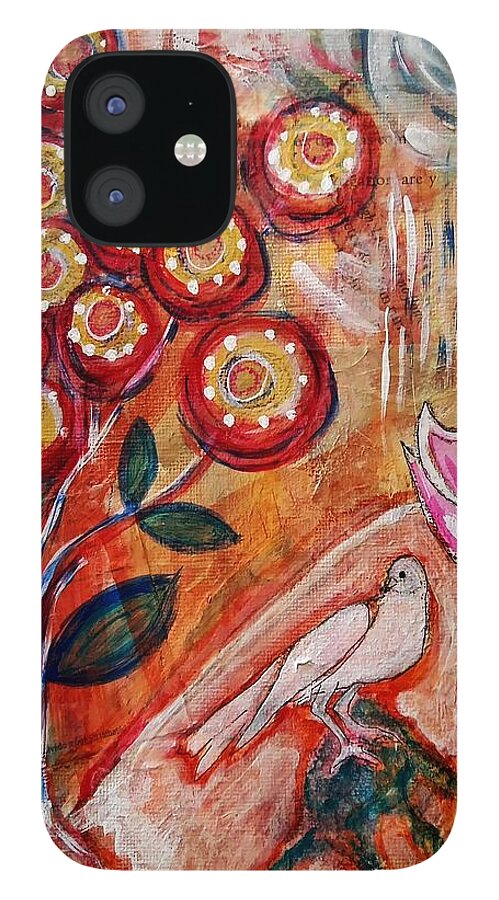 White Bird iPhone 12 Case featuring the mixed media White Bird by Mimulux Patricia No