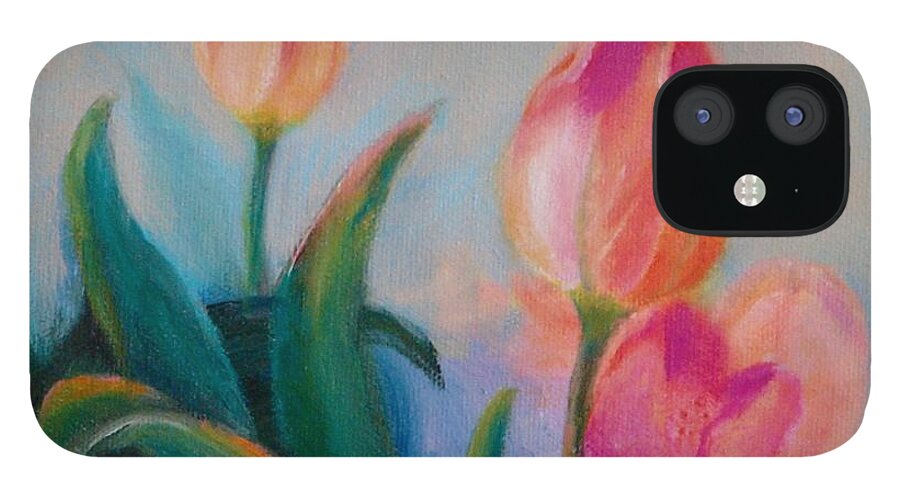 Tulips iPhone 12 Case featuring the painting Wild About Tulips by Nataya Crow