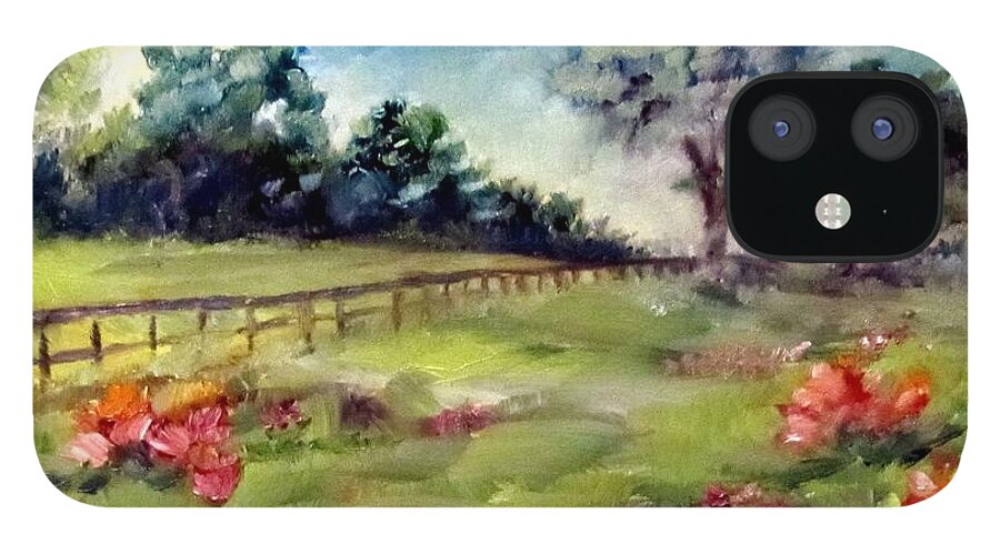 Wild Flowers iPhone 12 Case featuring the painting Texas Wild Flower Road Trip by Adele Bower