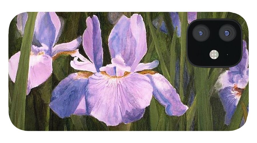 Wild Iris iPhone 12 Case featuring the painting Wild Iris by Laurie Rohner