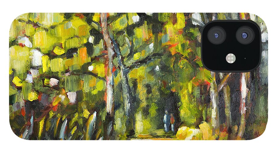 Landscape iPhone 12 Case featuring the painting Willamette River Walk by Mike Bergen
