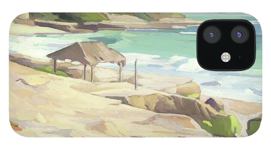 Windansea Beach iPhone 12 Case featuring the painting Windansea Beach La Jolla San Diego California by Paul Strahm