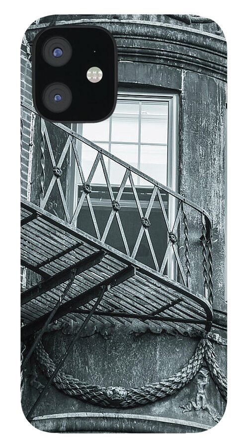 Fire iPhone 12 Case featuring the photograph Window escape BW by Jason Hughes