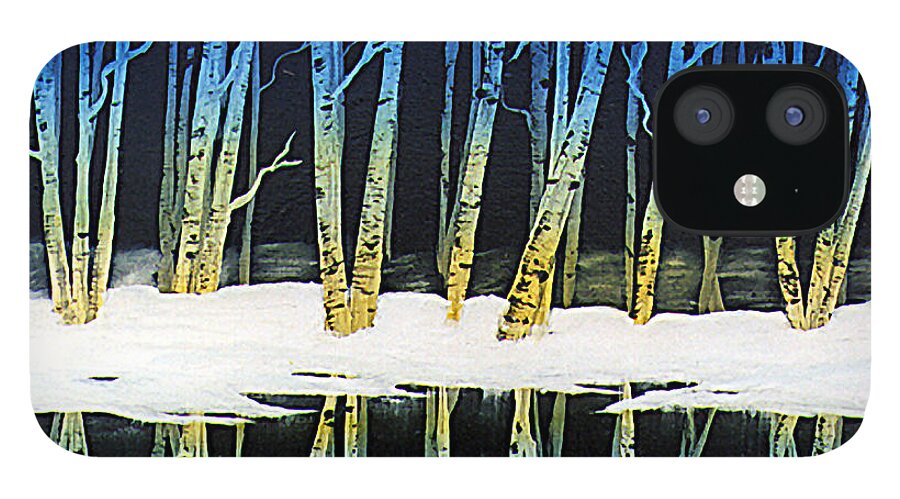 Ebsq iPhone 12 Case featuring the painting Winter Birches by Dee Flouton