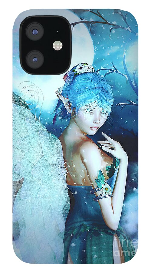 Fairy iPhone 12 Case featuring the digital art Winter Fairy in the Mist by Alicia Hollinger