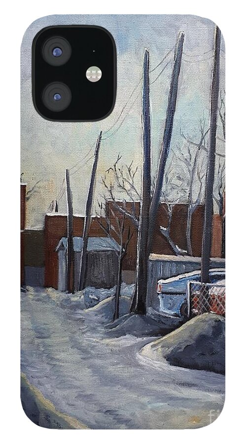 Montreal iPhone 12 Case featuring the painting Winter Lane by Reb Frost