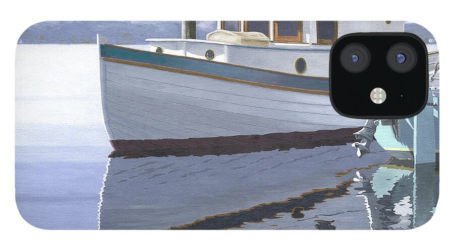 Marine iPhone 12 Case featuring the painting Winter Moorage by Gary Giacomelli