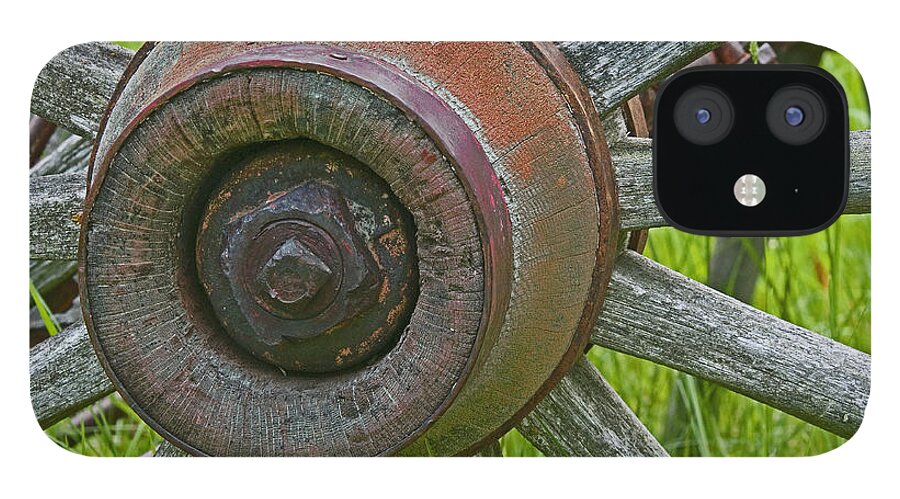 Wood Spoke Wheel iPhone 12 Case featuring the photograph Wooden Spokes by Gary Beeler