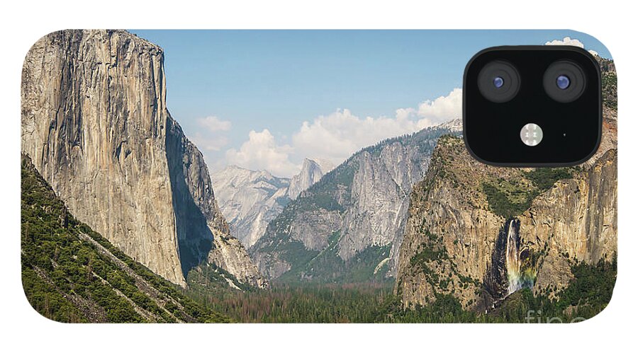 Yosemite Tunnel View With Bridalveil Rainbow By Michael Tidwell iPhone 12 Case featuring the photograph Yosemite Tunnel View with Bridalveil Rainbow by Michael Tidwell by Michael Tidwell