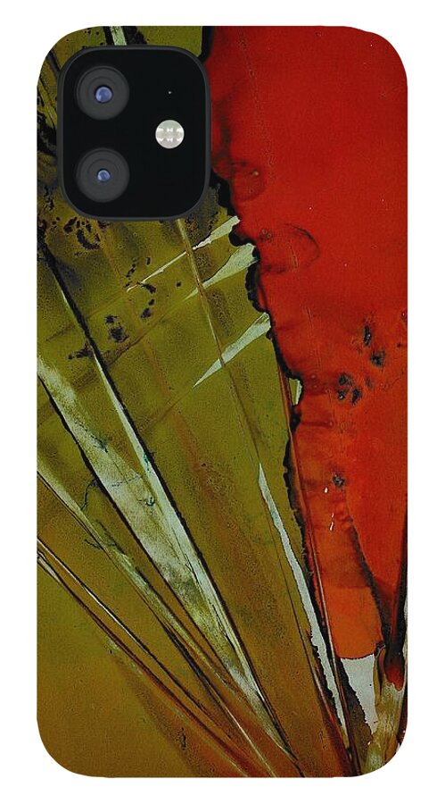 Abstract iPhone 12 Case featuring the painting Yucca Inspired by Louise Adams