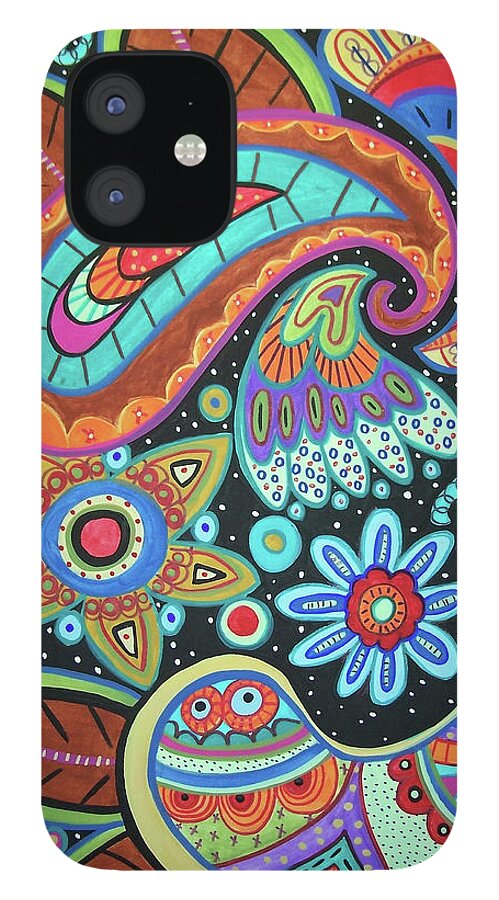 Abstract iPhone 12 Case featuring the painting Abstract Paisley by Karla Gerard