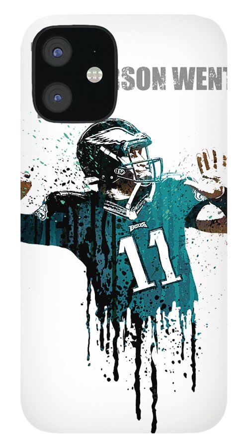 American iPhone 12 Case featuring the painting Carson Wentz #1 by Art Popop