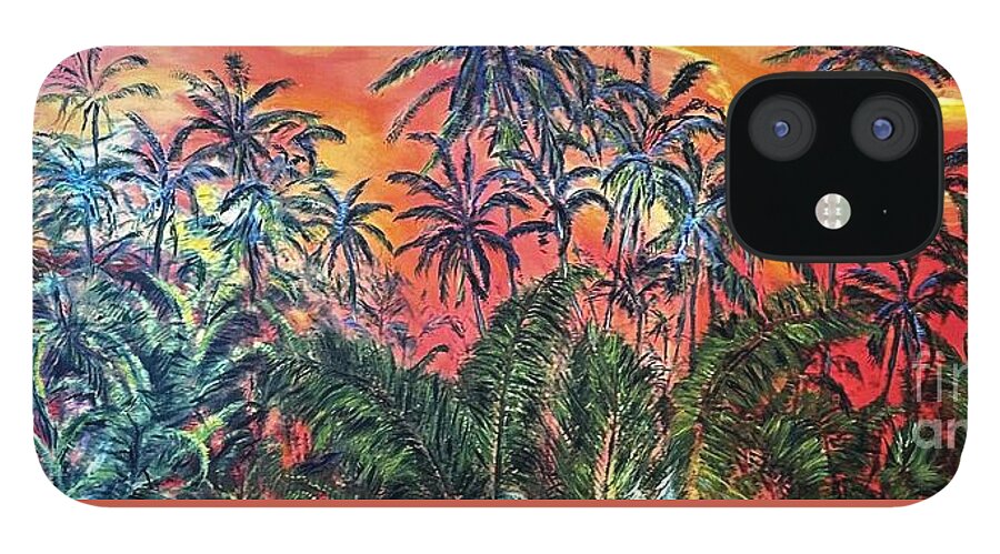 Pomakai Street iPhone 12 Case featuring the painting E ola i ka 'aino o Kilauea by Michael Silbaugh