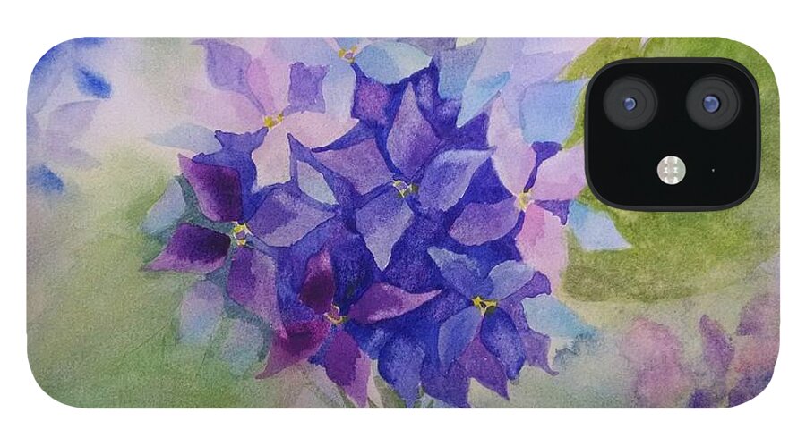 Hydrangea iPhone 12 Case featuring the painting Hydrangea 4 by Helian Cornwell