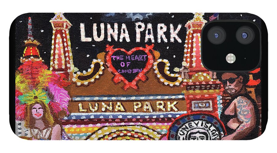  iPhone 12 Case featuring the painting Luna Park Towel Version #1 by Bonnie Siracusa