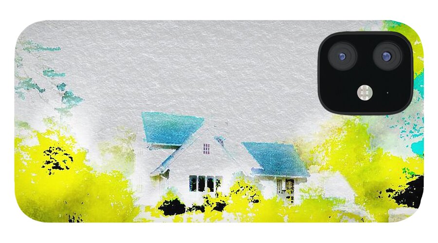Home iPhone 12 Case featuring the digital art Mountain Home In Spring by Frank Bright