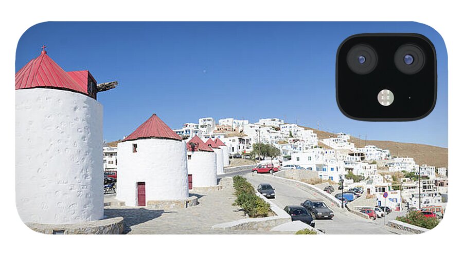 Greek Culture iPhone 12 Case featuring the photograph Panorama Of Greek Island Hilltop Chora #1 by Abzee