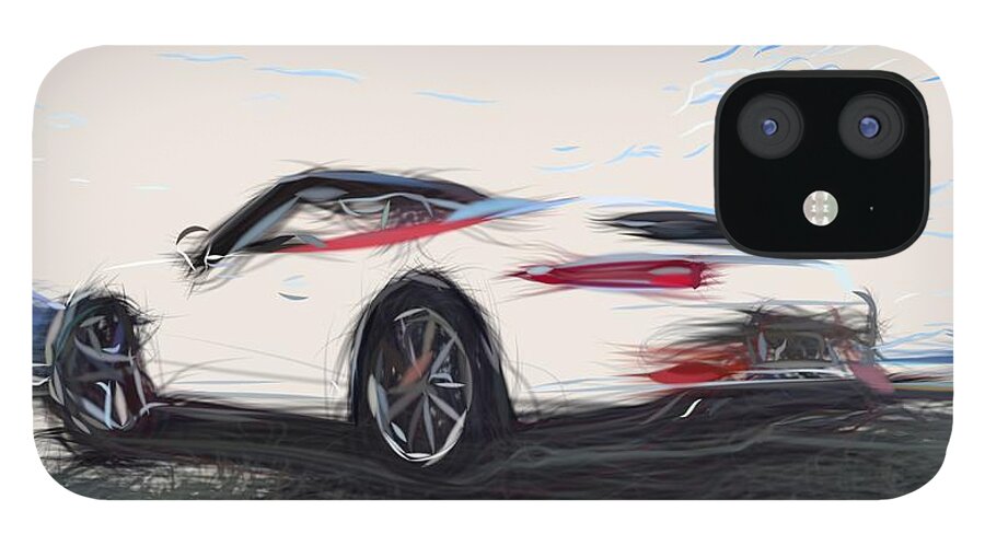 Porsche iPhone 12 Case featuring the digital art Porsche 911 Carrera S Cabriolet Drawing #2 by CarsToon Concept