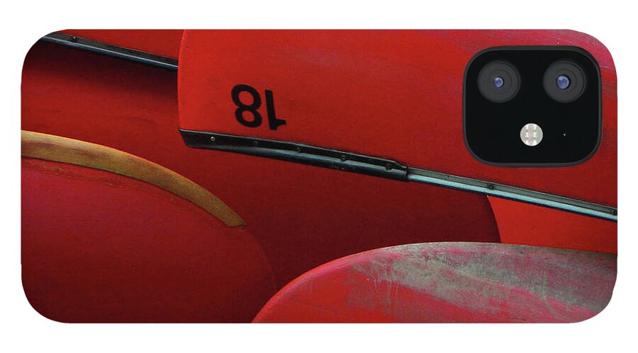 Tranquility iPhone 12 Case featuring the photograph Red Canoes #1 by Anne Mcdonald