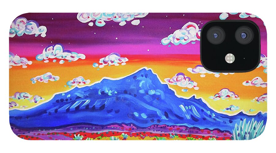 Sandia Mountain iPhone 12 Case featuring the painting Santo Domingo CloudScape by Rachel Houseman