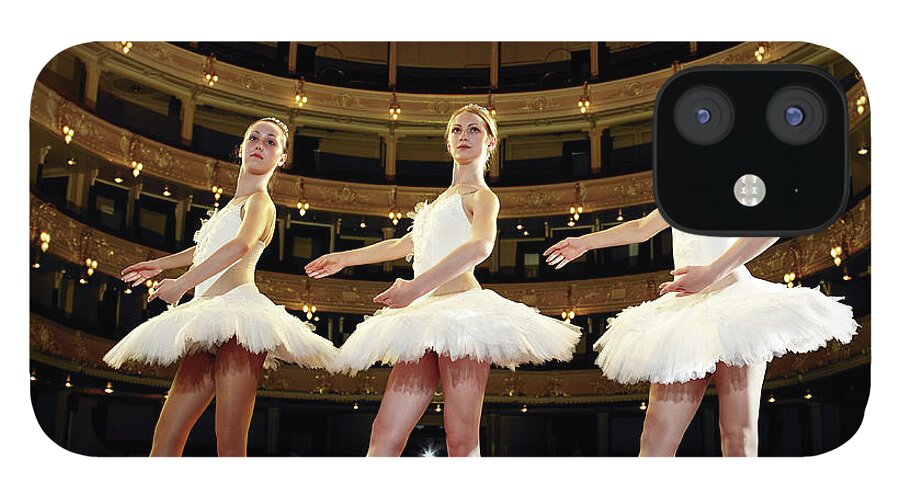 Ballet Dancer iPhone 12 Case featuring the photograph Three Teenage Ballet Dancers On Stage #1 by Hans Neleman