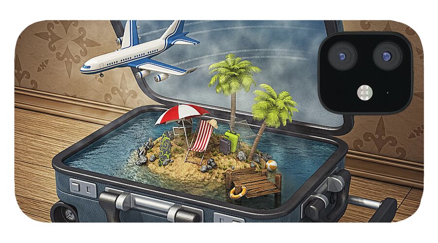 Tropical Tree iPhone 12 Case featuring the photograph Vacation Island In Suitcase #1 by Pagadesign