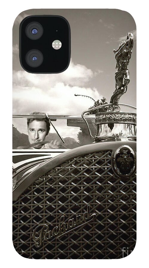 Vintage iPhone 12 Case featuring the photograph 1930s Image Of Errol Flynn Peering From Packard Roadster Windshield by Retrographs