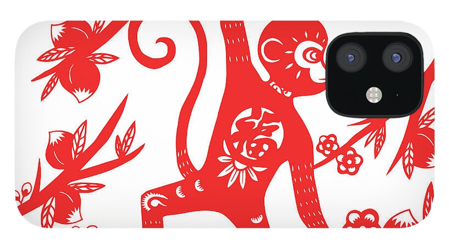 Chinese Culture iPhone 12 Case featuring the digital art Happy New Year, Year Of The Monkey 2016 #2 by Ly86