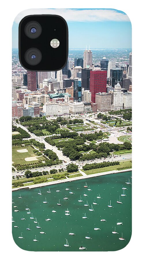 Lake Michigan iPhone 12 Case featuring the photograph Aerial View Of The Downtown In Chicago #3 by Franckreporter
