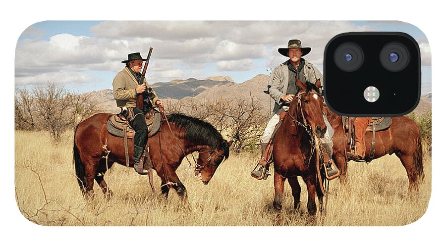Horse iPhone 12 Case featuring the photograph Cowboys Riding On Horses #3 by Matthias Clamer