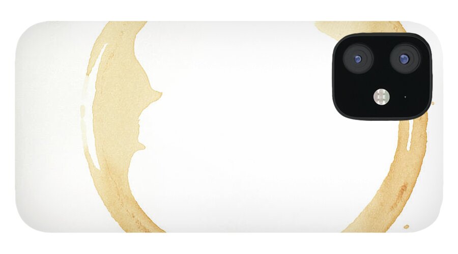 White Background iPhone 12 Case featuring the photograph A Coffee Stain On A White Background by Tarik Kizilkaya