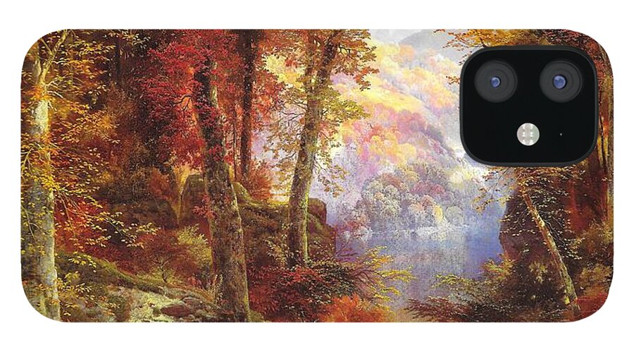 Scenery. Thomas Moran iPhone 12 Case featuring the painting Under the Trees by Reynold Jay