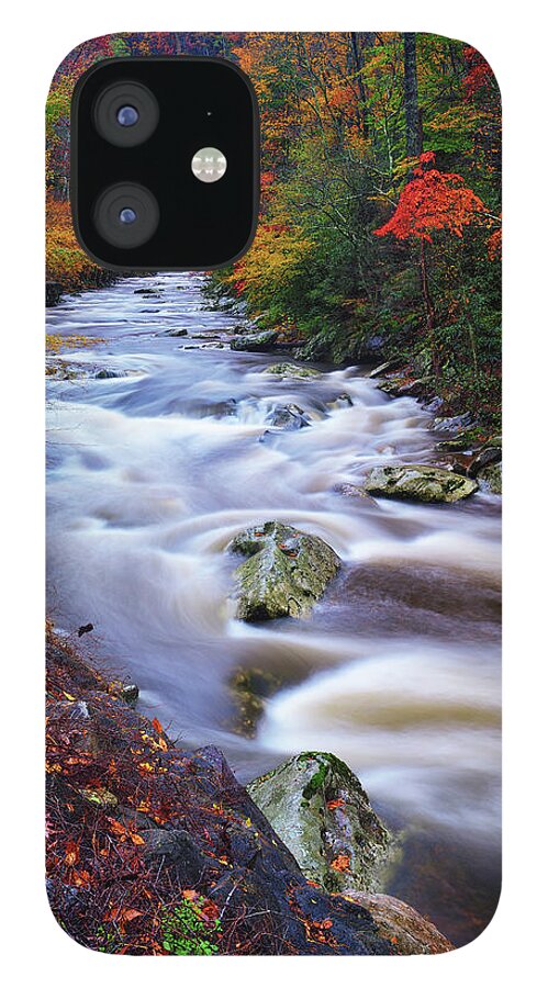 Great Smoky Mountains National Park iPhone 12 Case featuring the photograph A River Runs Through Autumn by Greg Norrell