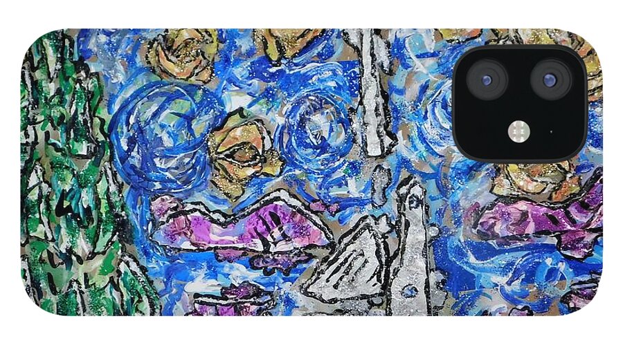 Starry Night iPhone 12 Case featuring the mixed media A Starry Evening in 2019 another experiment by Kevin OBrien
