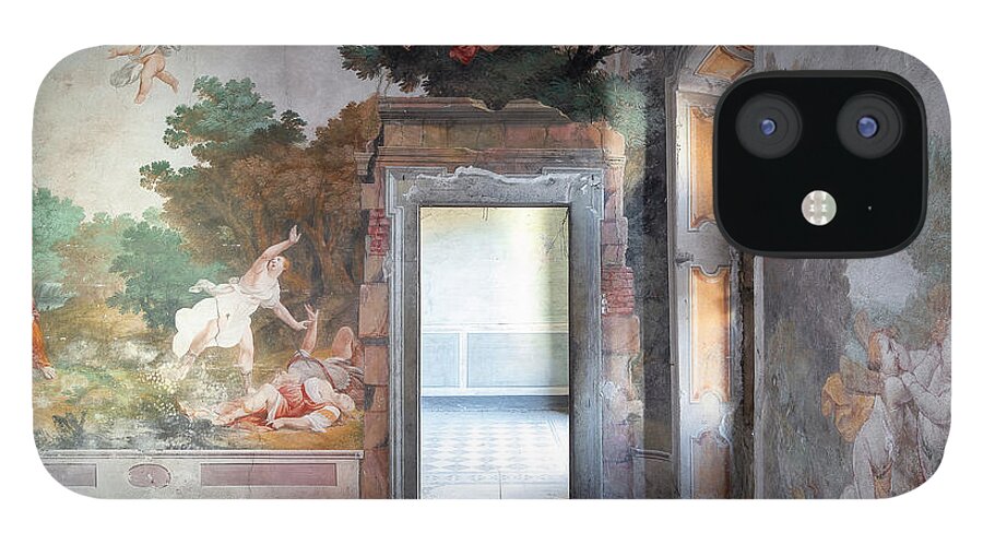 Urban iPhone 12 Case featuring the photograph Abandoned Palace with Fresco by Roman Robroek