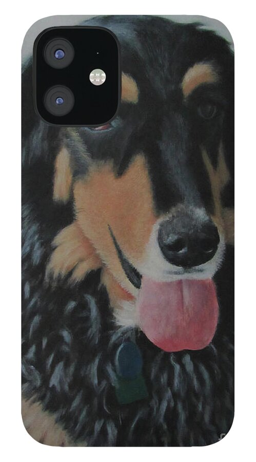 Dog iPhone 12 Case featuring the painting Affectionate Companion by Tina Glass