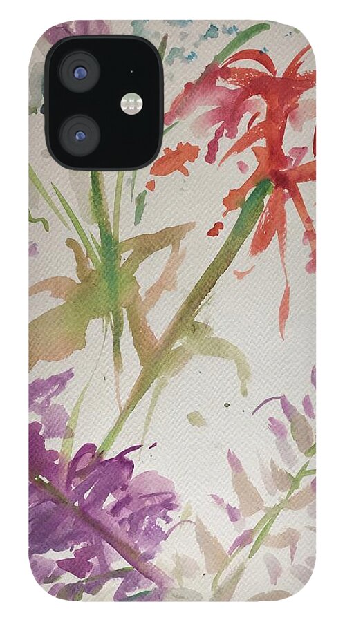Ricardosart37 iPhone 12 Case featuring the painting Alexa's Flowers by Ricardo Penalver deceased
