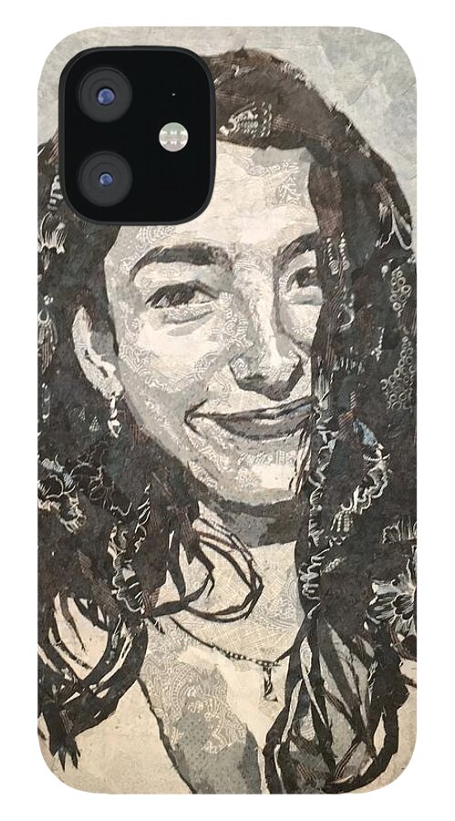 Portrait iPhone 12 Case featuring the painting Amelia by Mihira Karra