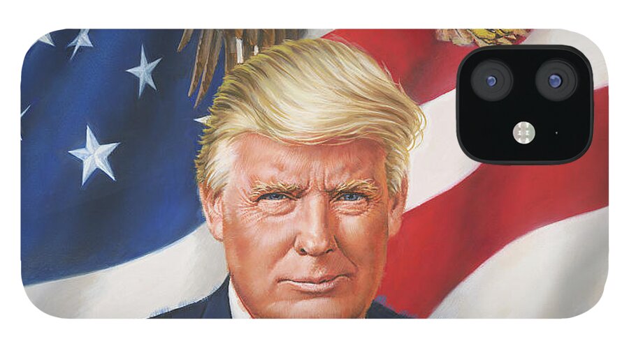 President Donald J. Trump iPhone 12 Case featuring the painting America Soaring by Dick Bobnick