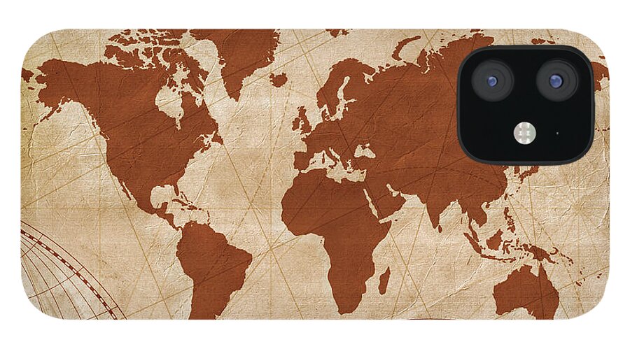Art iPhone 12 Case featuring the photograph Ancient World Map by Teekid