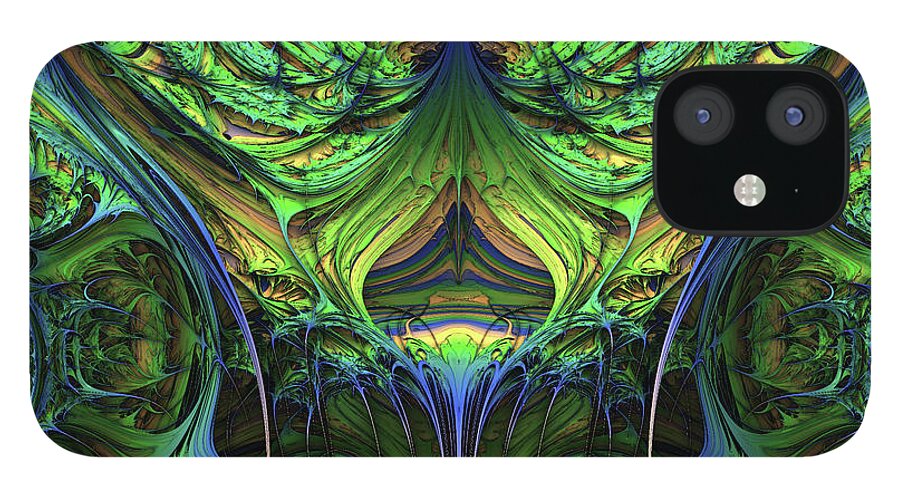Fractal iPhone 12 Case featuring the digital art The Green Man by Bernie Sirelson