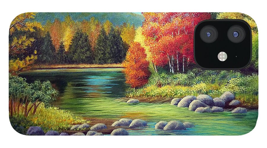 Autumn iPhone 12 Case featuring the painting Autumn in New York by Sarah Irland