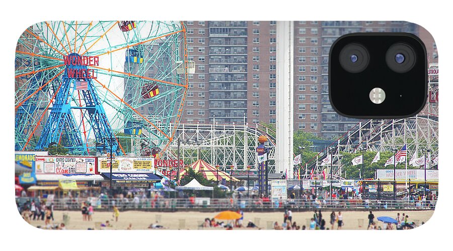 People iPhone 12 Case featuring the photograph Beachgoers At Coney Island by Ryan Mcvay