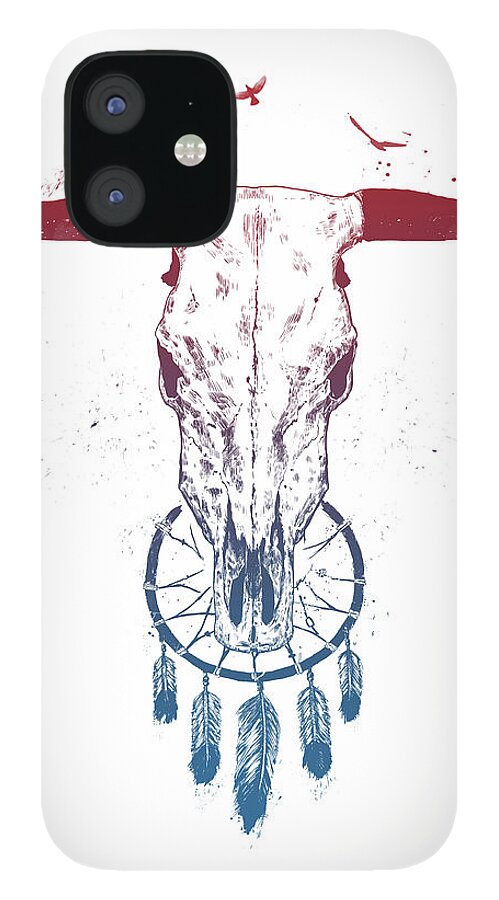 Skull iPhone 12 Case featuring the drawing Beautiful dream by Balazs Solti