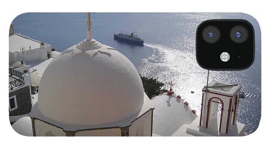 Scenics iPhone 12 Case featuring the photograph Beautiful View From Fira Santorini by Pedre