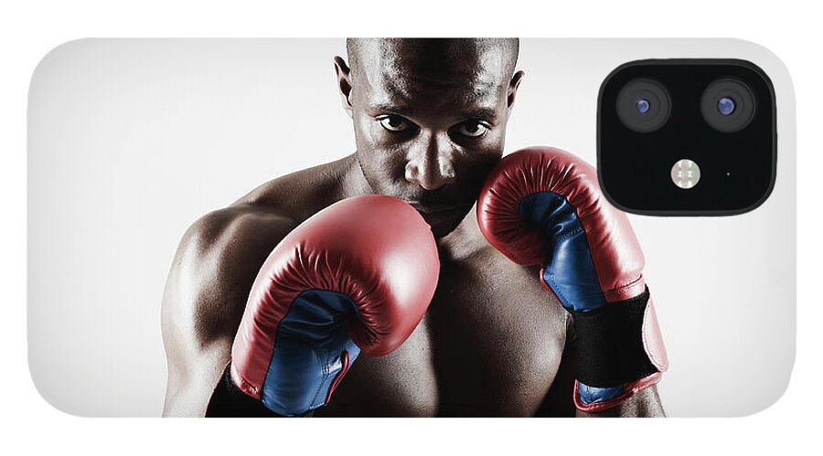 People iPhone 12 Case featuring the photograph Black Male Boxer In Boxing Stance by Mike Harrington