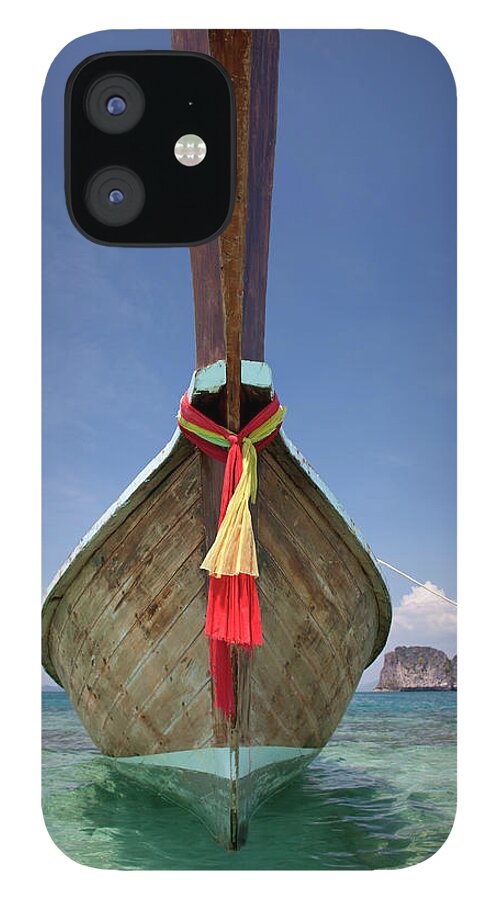 Andaman Sea iPhone 12 Case featuring the photograph Bow Of A Long-tailed Boat, Thailand by Enviromantic