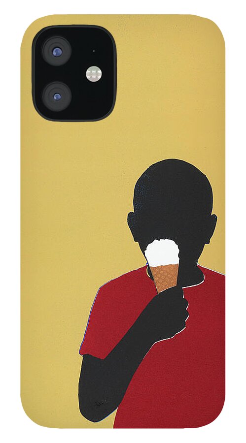 Holding iPhone 12 Case featuring the digital art Boy Eating Ice Cream Cone by Amy Devoogd