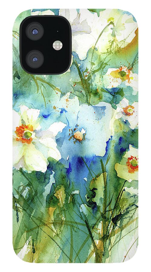 Florals iPhone 12 Case featuring the painting Breezy Anemones by Christy Lemp